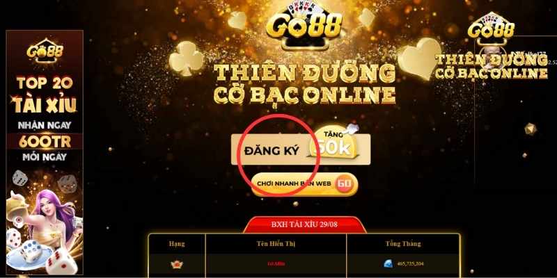 Đăng ký tại nhà cái Go88